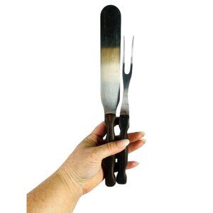 Cutco Cake Knife & Fork Set With Brown Handle